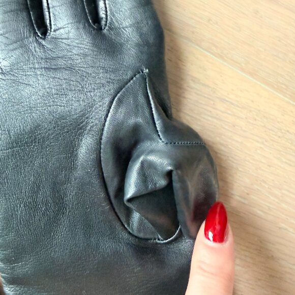 COACH Black 100% Leather Gloves Cashmere Lined Size 7 Gorgeous Vintage - Picture 8 of 11
